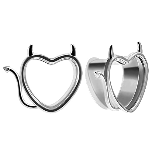 COOEAR 1 Pair Ear Tunnels Flesh Plugs Heart Style Gauges