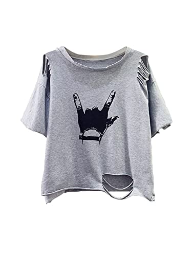 SweatyRocks Women's Hem Crop Tops T-shirt Casual Short Sleeve Tees