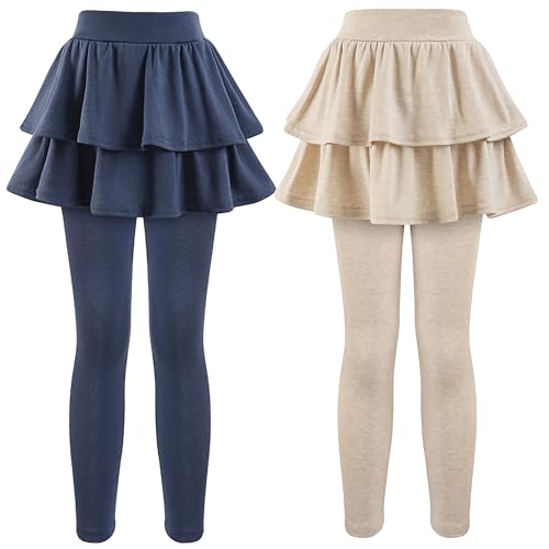 GUOGUOWU Girls School Uniform Pants Leggings with Skirts Stretch Warm