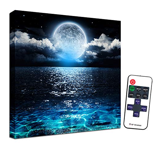 Moon Decor Led Wall Art - Seascape Picture Ocean Bathroom