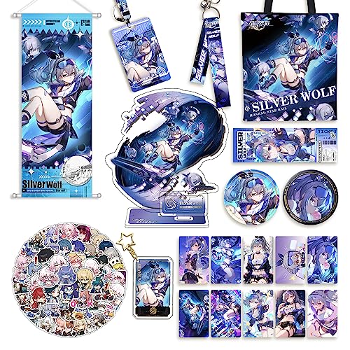 ShioewBy Honkai Star Rail Merch Set Box Silver Wolf Badge